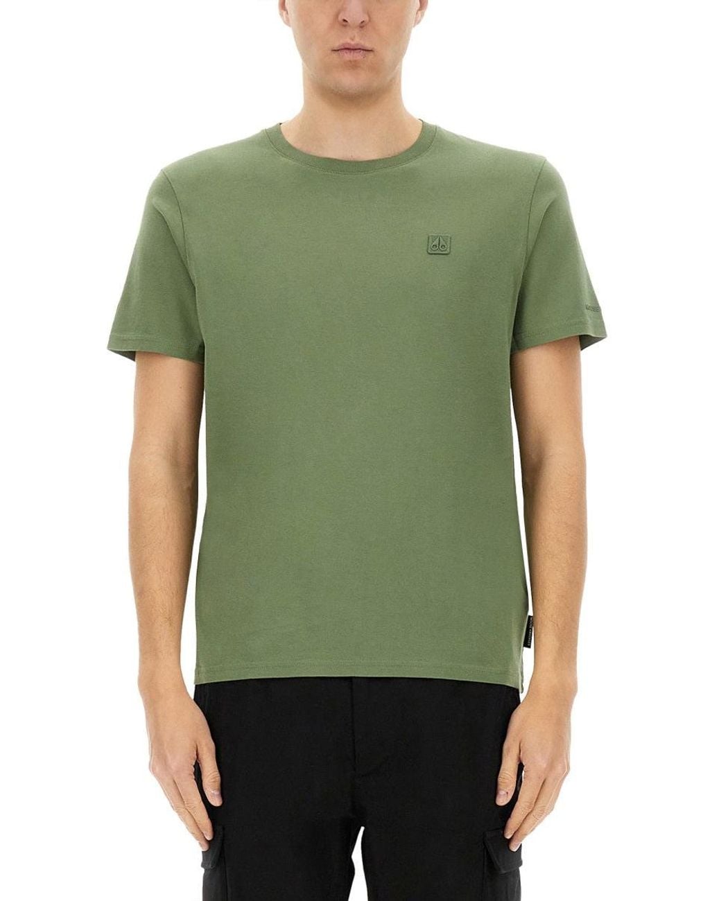 Moose Knuckles Green Solid Crew Neck T-Shirt for men