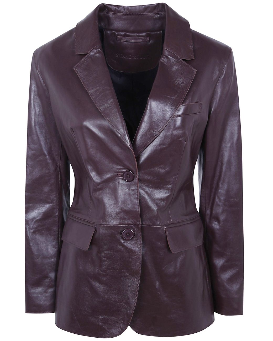 Stand Studio Purple "Mina" Leather Smooth Shine Blazer