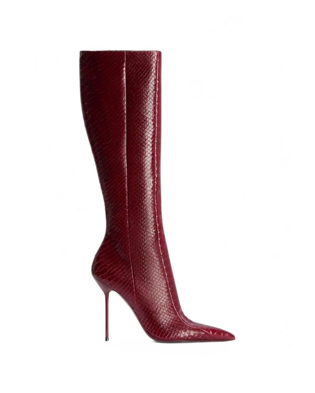 Paris Texas Red Lidia Python-Effect Calfskin Boots