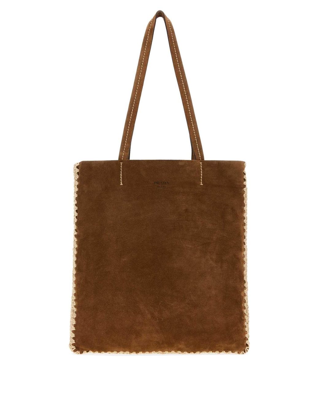 Prada Brown Suede Large Shopping Bag