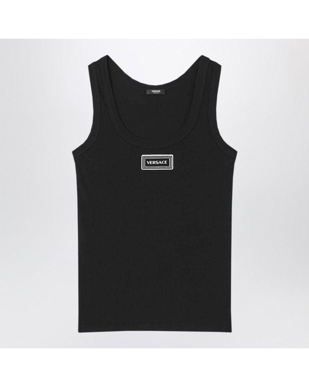 Versace Black Ribbed Sleeveless Top