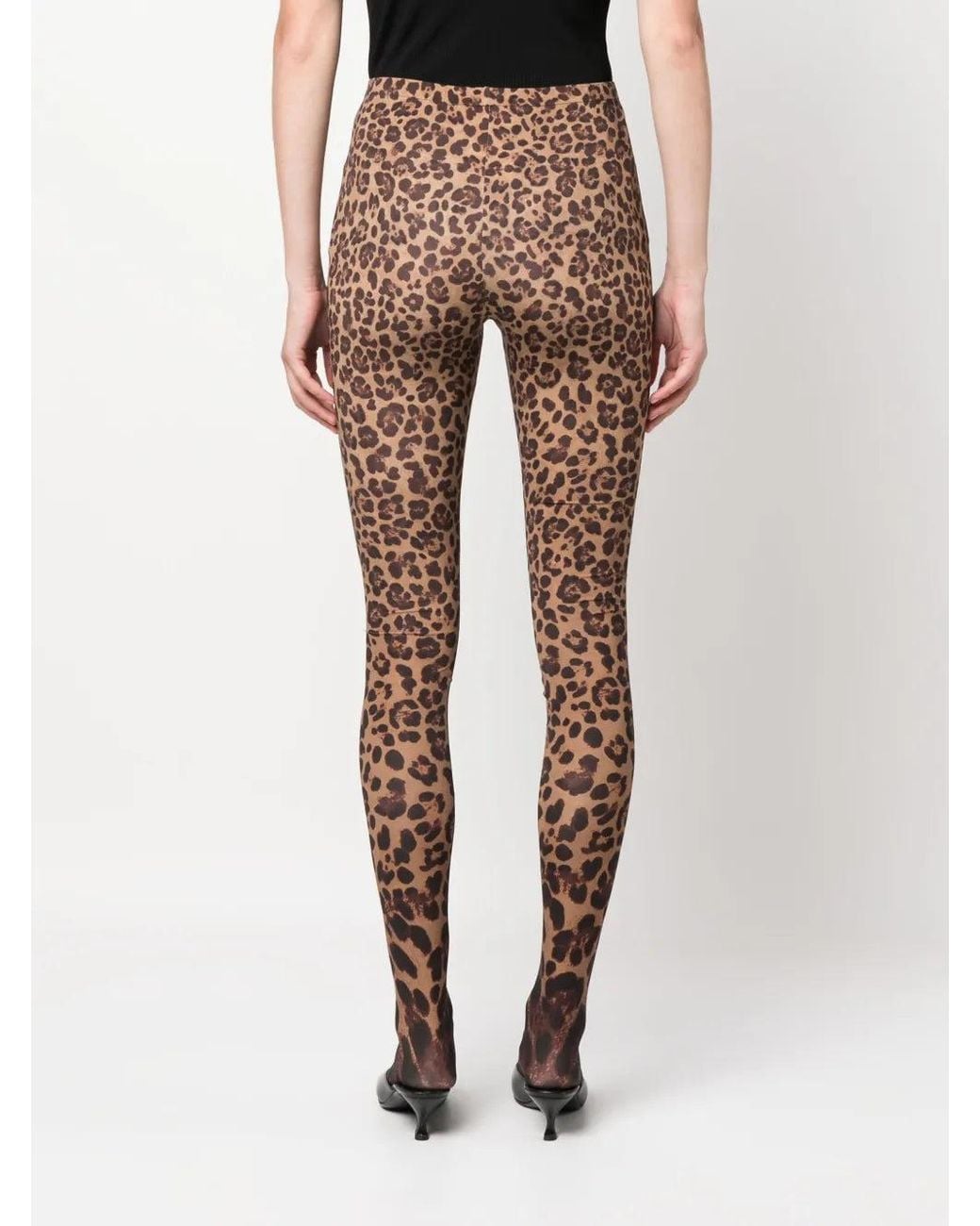 Valentino Brown Leopard-Print Tights