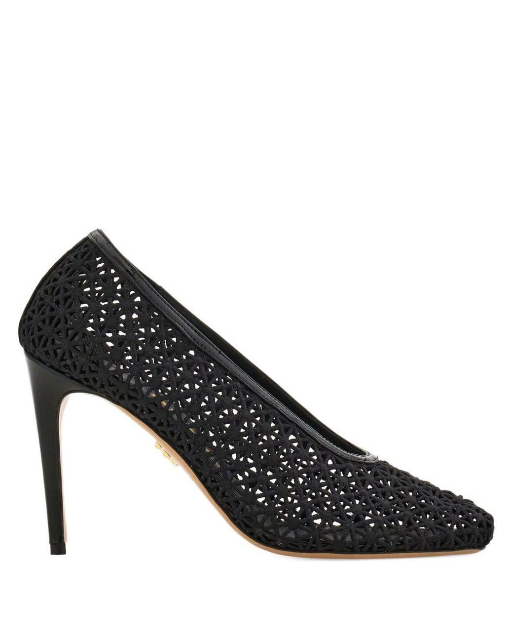 Ferragamo Black Macramé Pumps