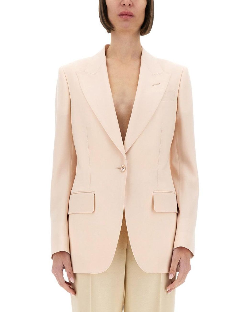 Tom Ford Natural Single Breasted Wool Jacket