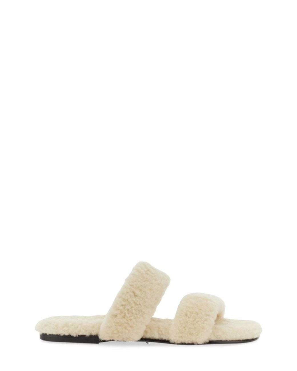 Saint Laurent White Shearling Slide Sandal for men