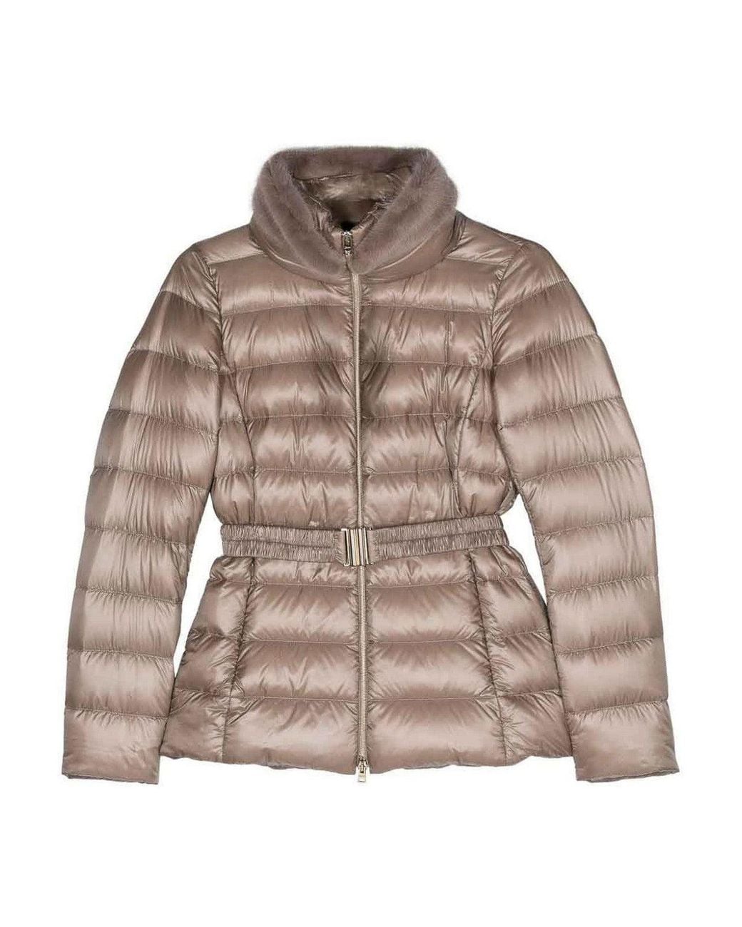 Herno Brown Belted Nylon Padded Jacket