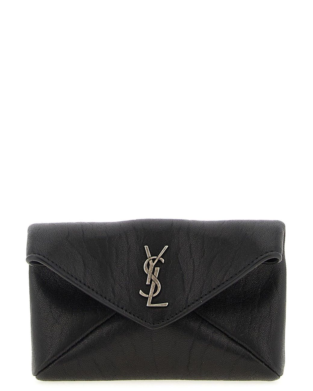 Saint Laurent Black Monogram Crocodile Effect Envelope Card Holder for men