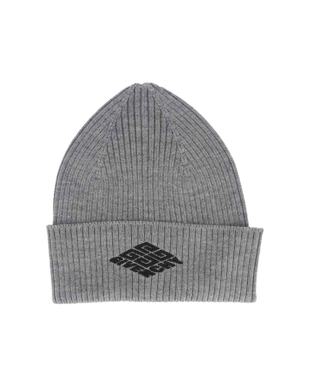 Givenchy Gray 4G Logo Wool Beanie for men