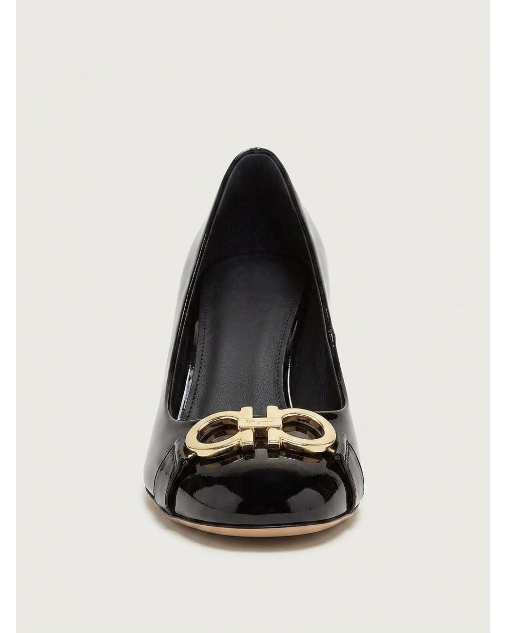 Ferragamo Black Garda Pump, Patent Leather