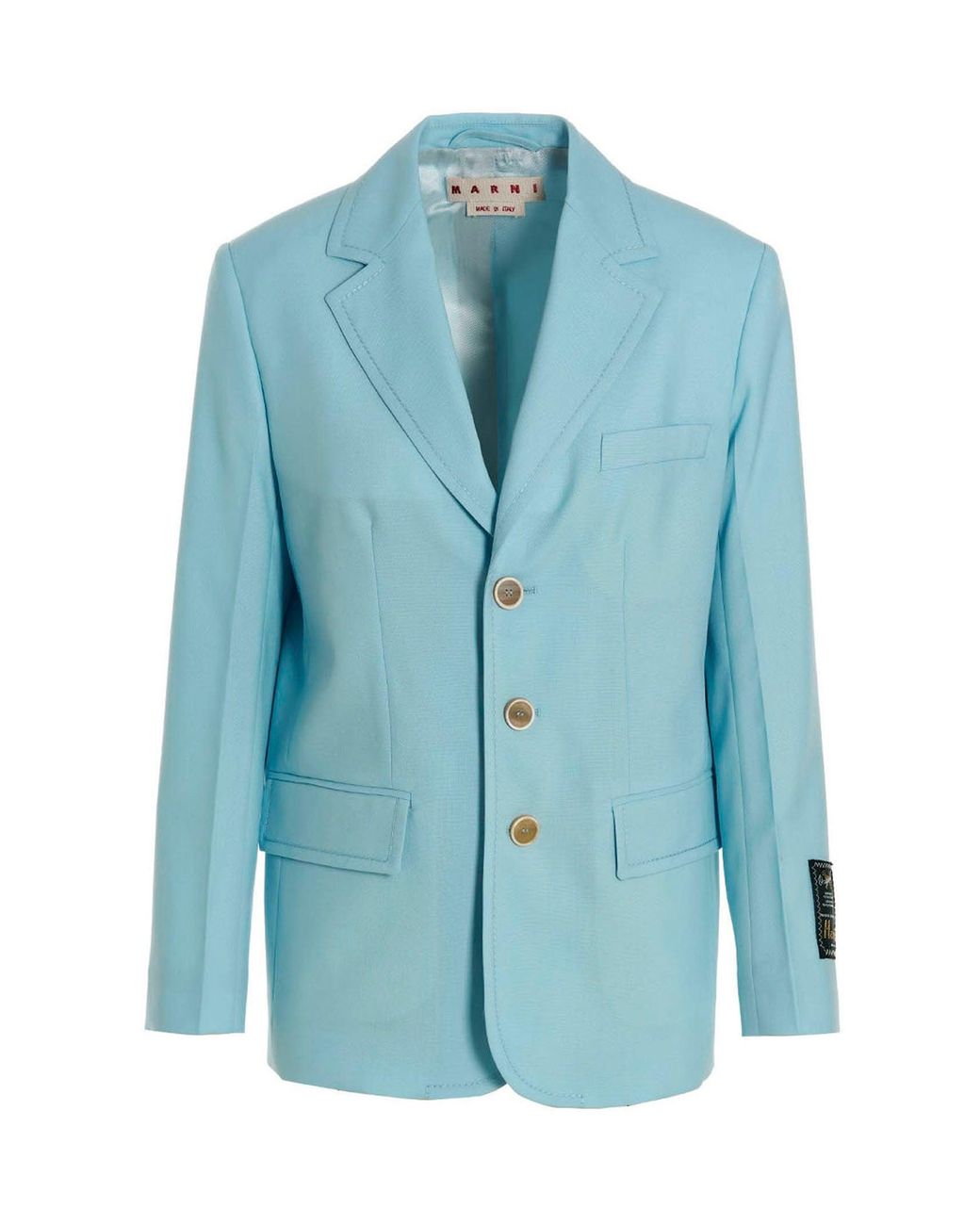 Marni Blue Cool Wool Long Blazer