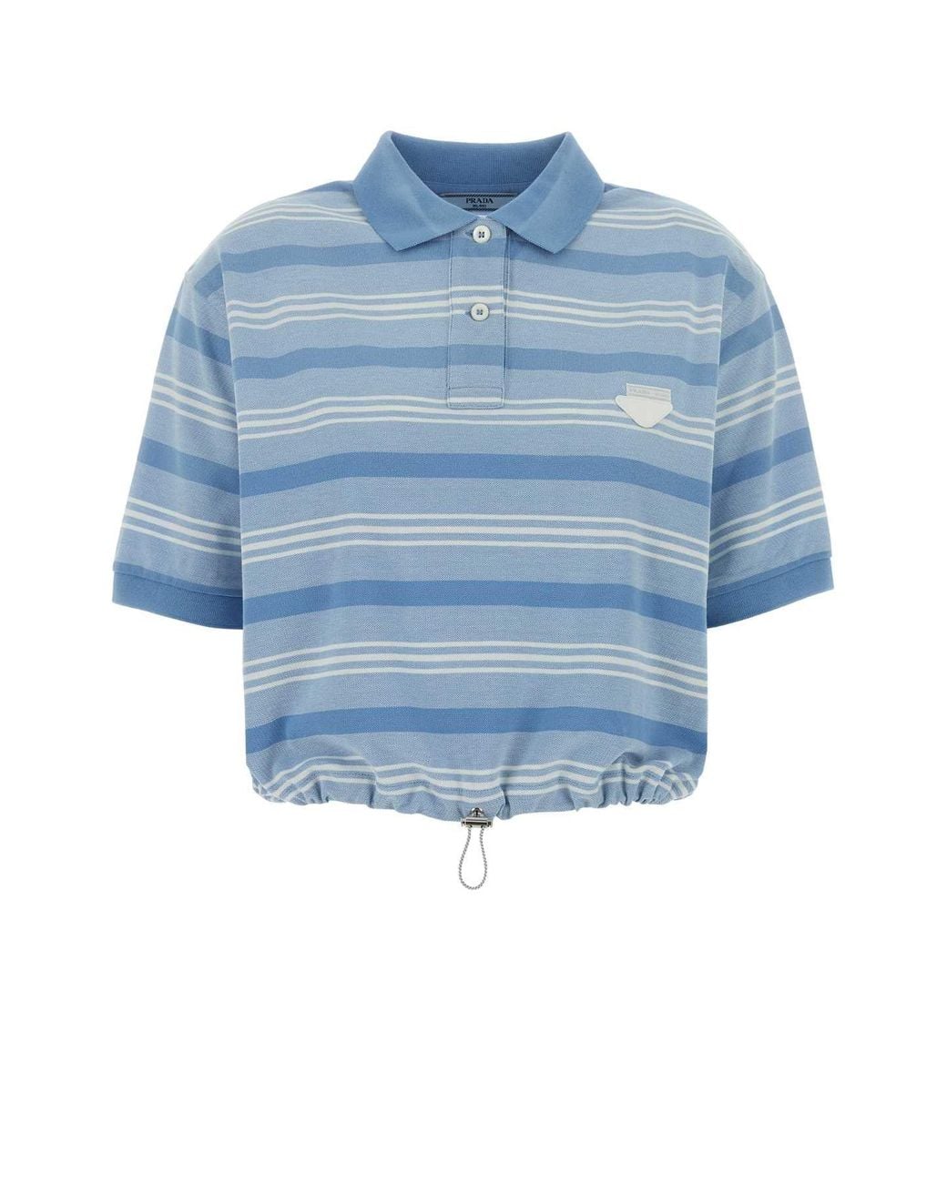 Prada Blue Solid Shirt Collar Polo