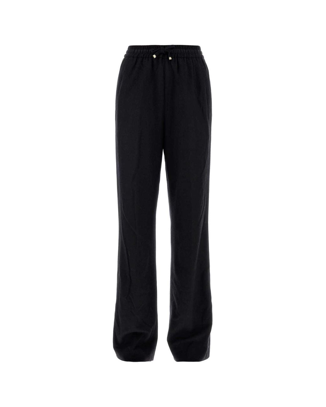 Moncler Black Wool-Blend Straight-Leg Trousers