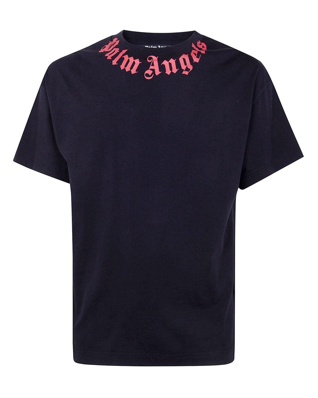 Palm Angels Blue Neck Logo Regular Tee for men