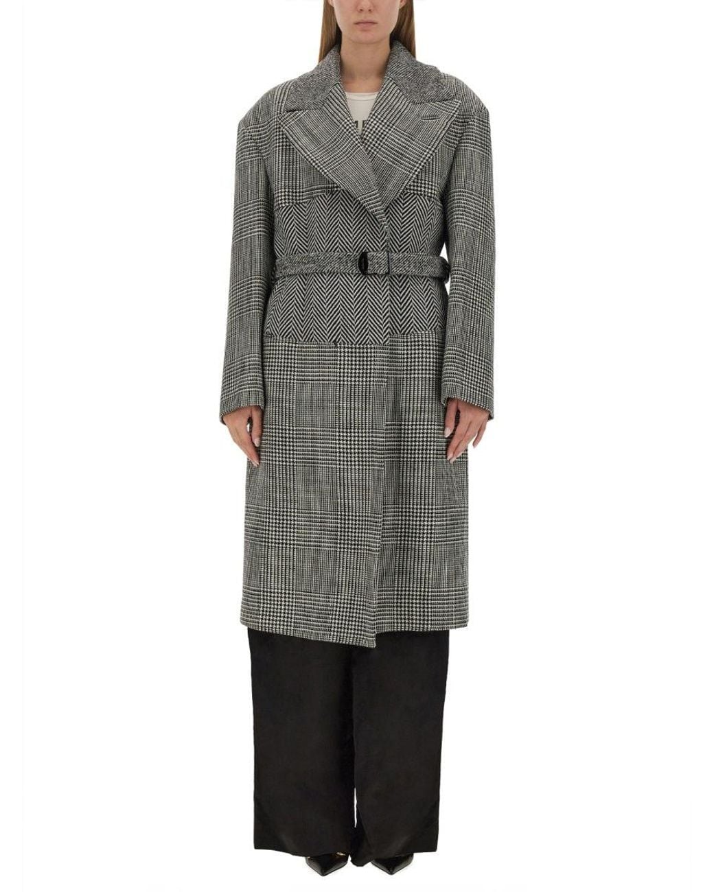 Tom Ford Gray Wool Patchwork Coat