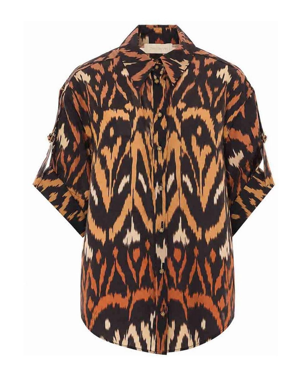 Zimmermann Brown Leopard Aster Relaxed Shirt