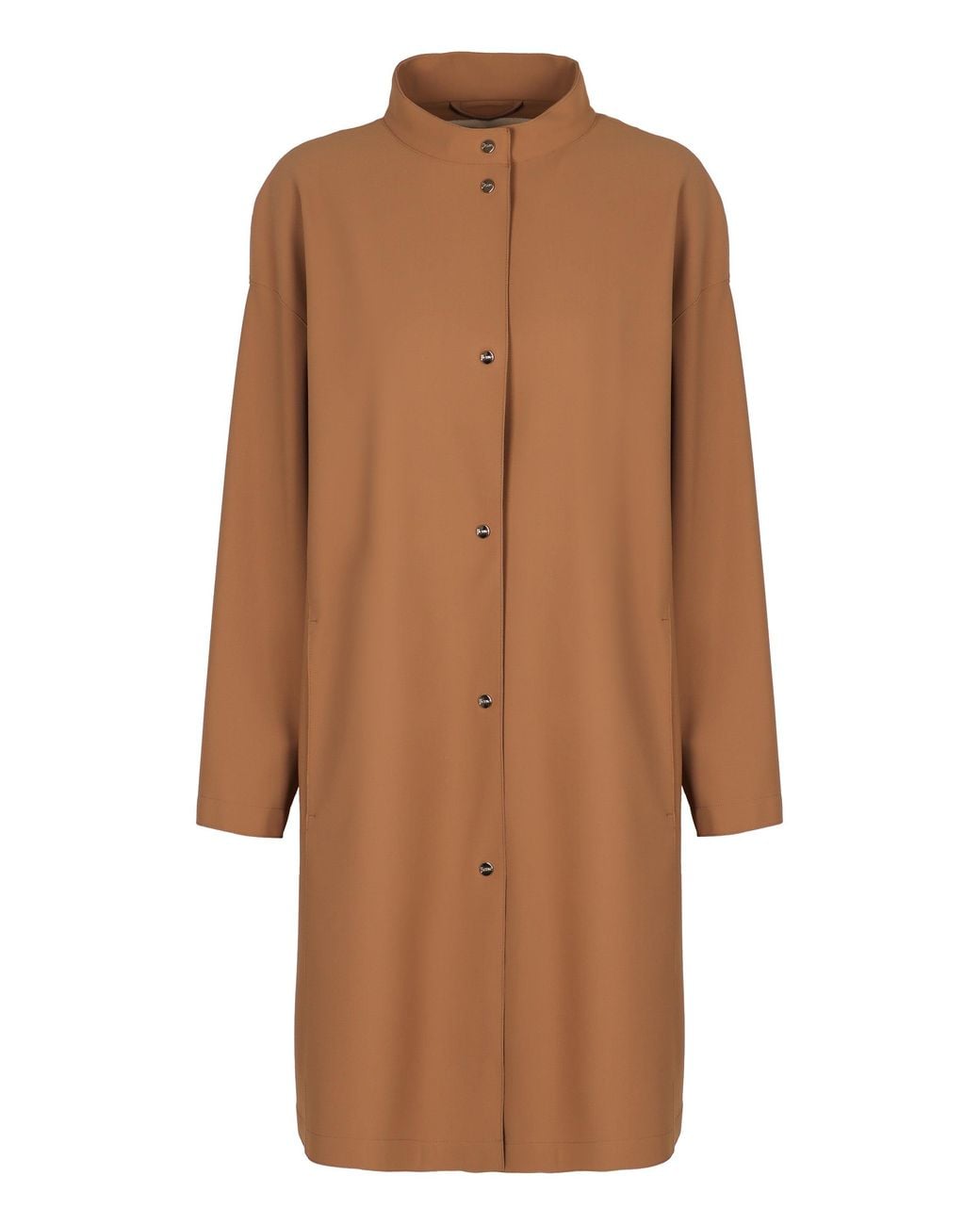 Herno Brown Tech Fabric Jacket With Rounded Hem