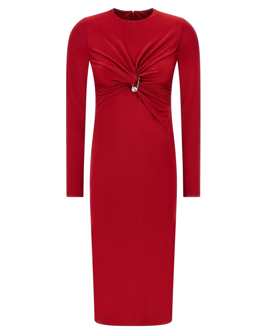 Versace Red Dress With Decorative Draping