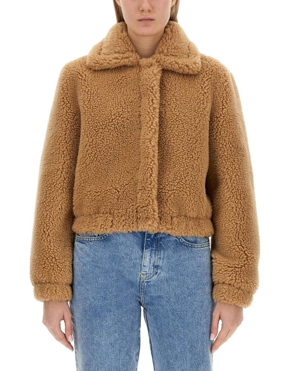Moschino Blue Cropped Furry Effect Jacket