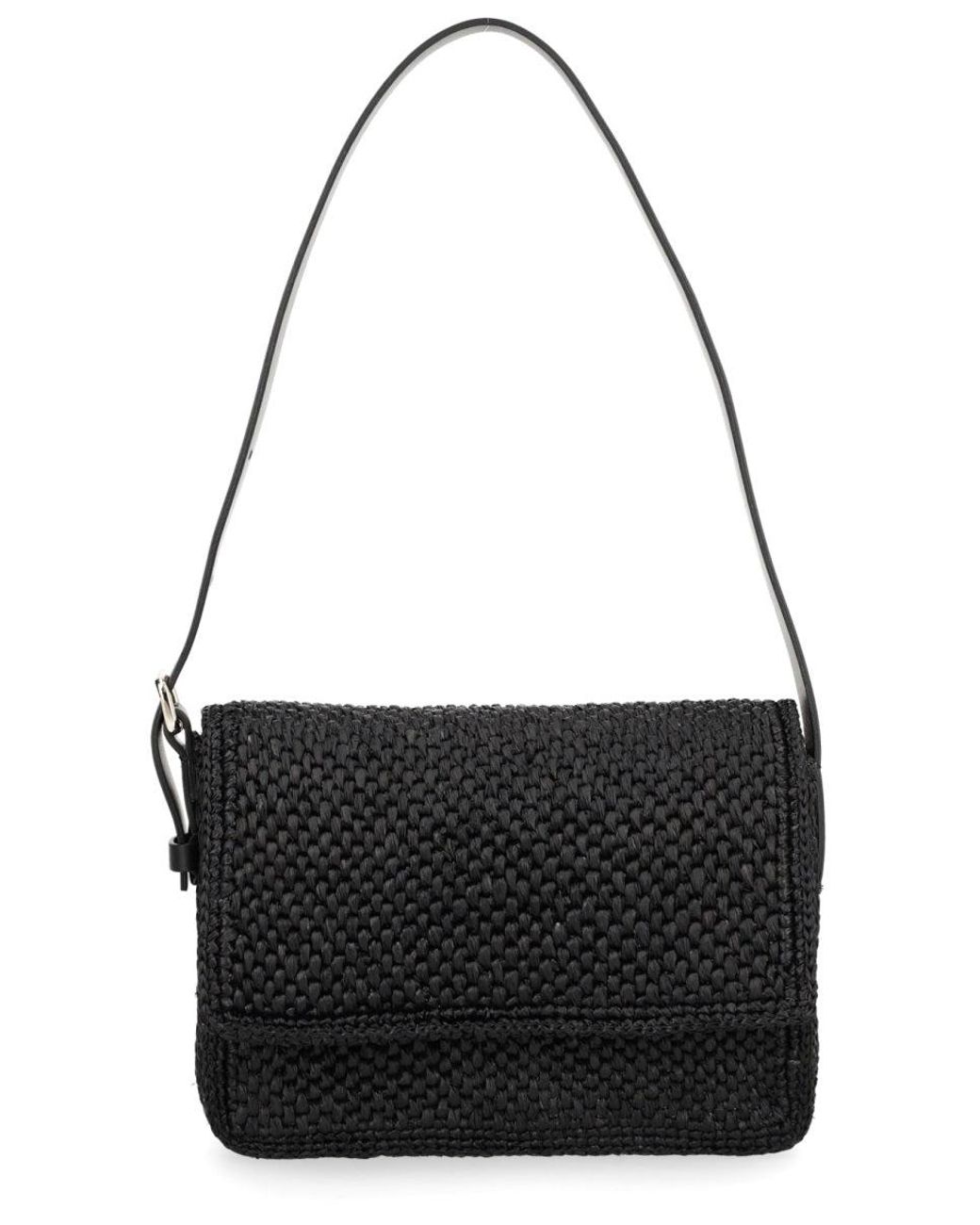 Manebí Black Raffia Shoulder Bag