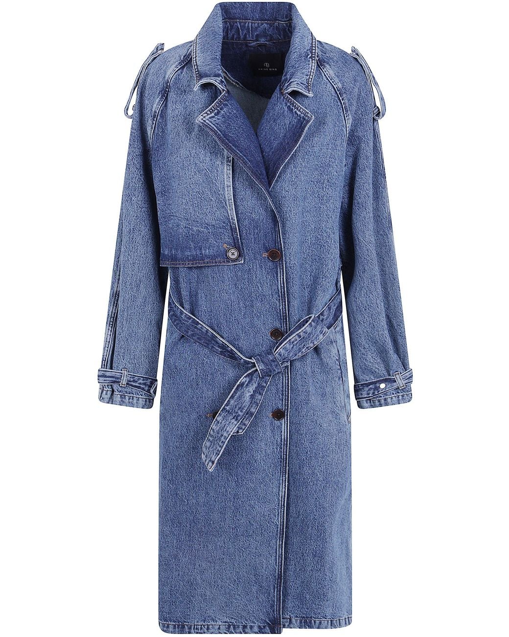 Anine Bing Blue "Rickie" Maxi Trench