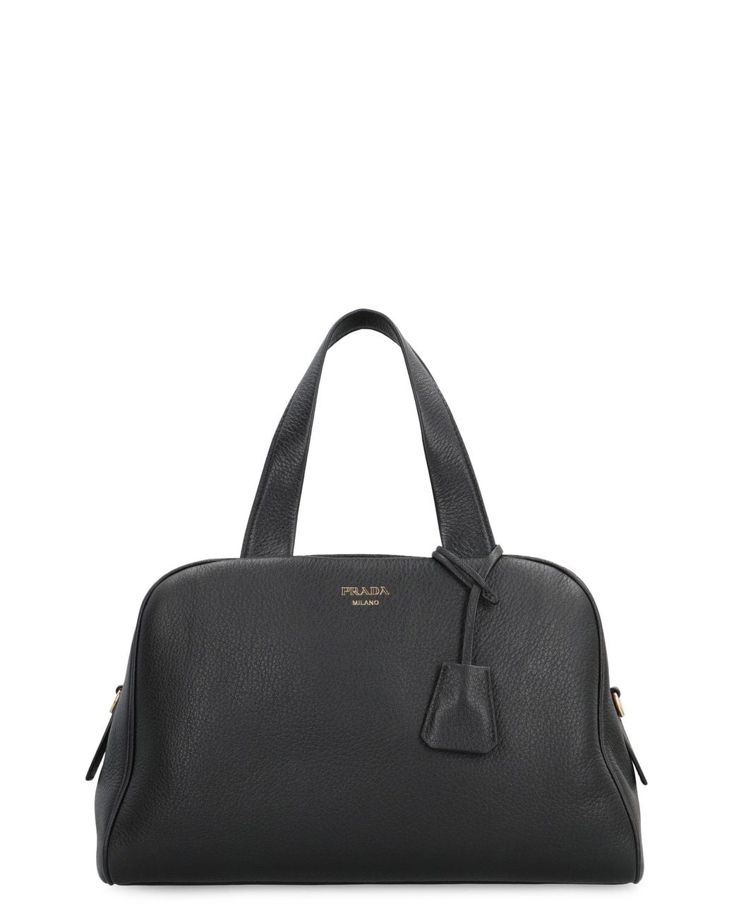 Prada Black Leather Boston Bag Handbags