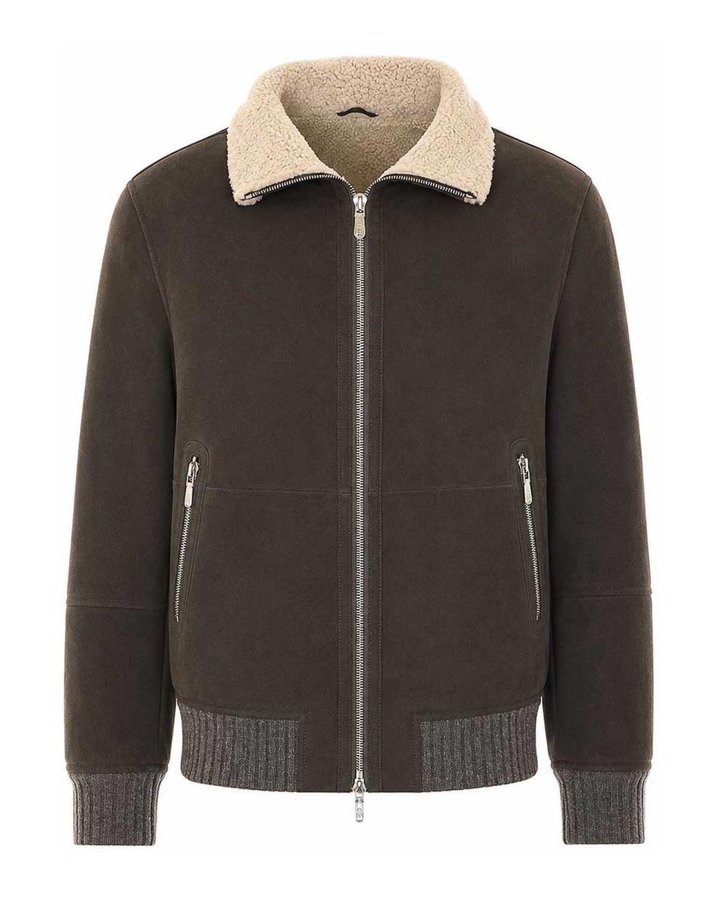 Brunello Cucinelli Black Suede Bomber for men