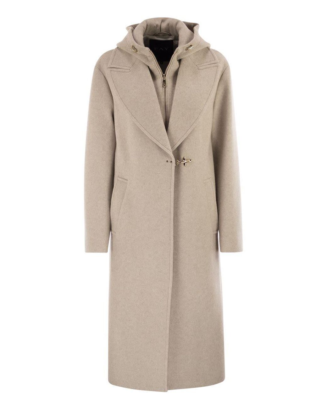 Fay Natural Double Front Wool Jersey Coat
