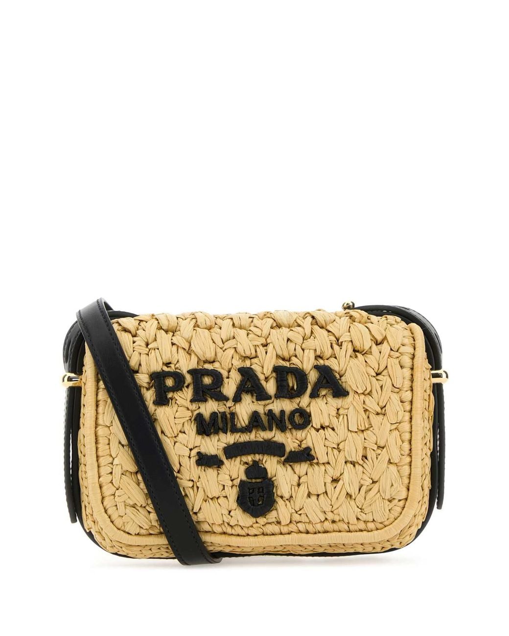 Prada Metallic Raffia Crossbody Bag