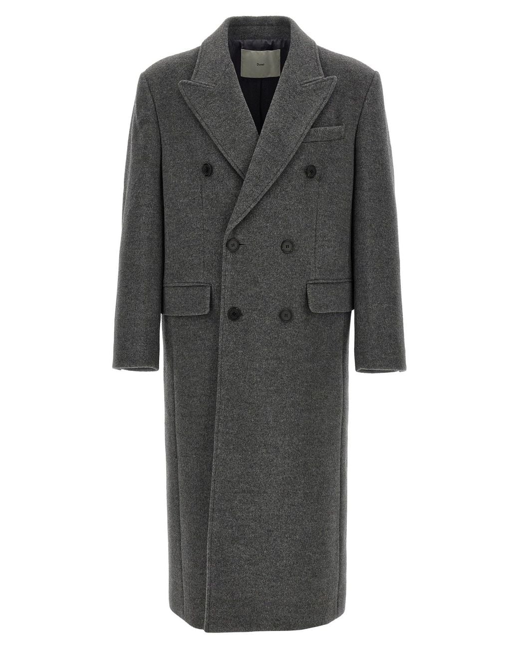 DUNST Gray Wool Double-Breasted Coat for men