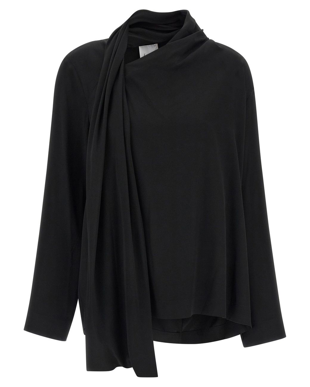 Nude Black Draped Panel Blouse