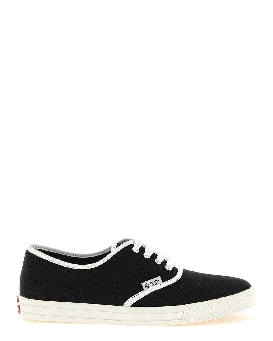 Prada Black Solid Cotton Drill Sneakers for men