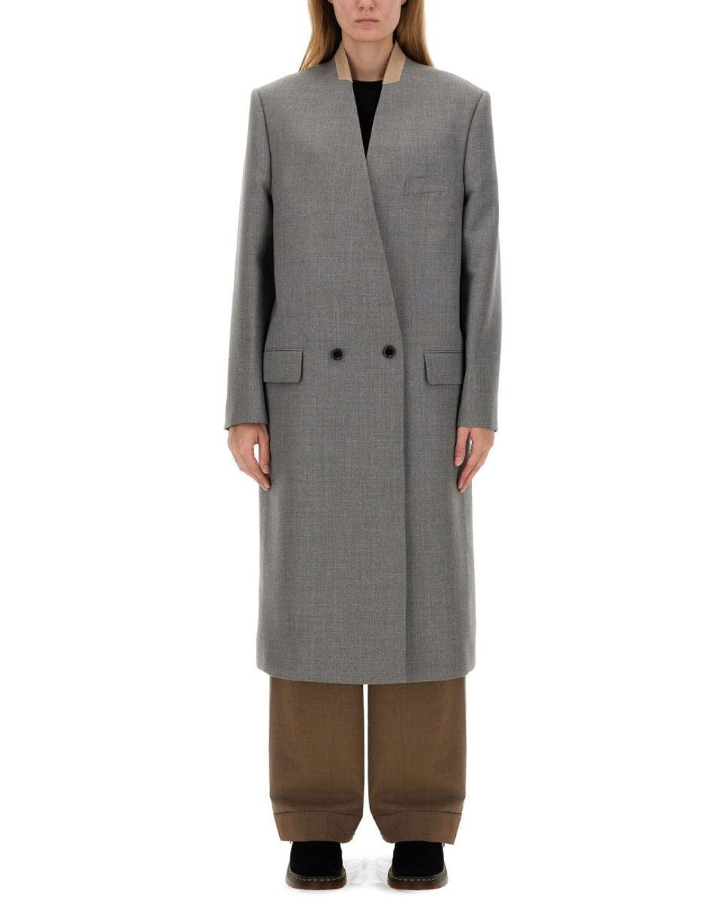 Moschino Gray Tailored Wool Coat