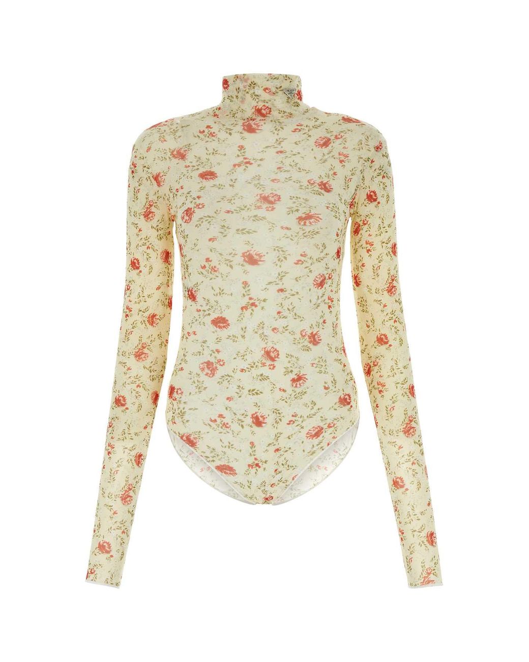 Prada Natural Printed Nylon Bodysuit