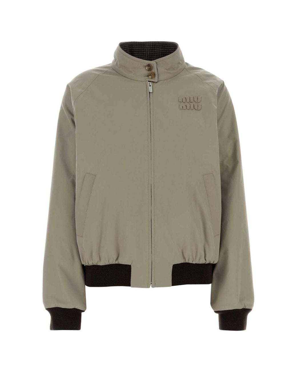 Miu Miu Green Dove Cotton Blend Reversible Jacket