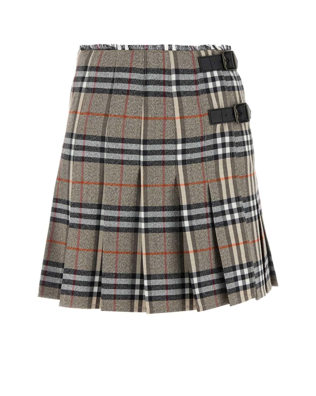 Burberry Gray Embroidered Wool Skirt