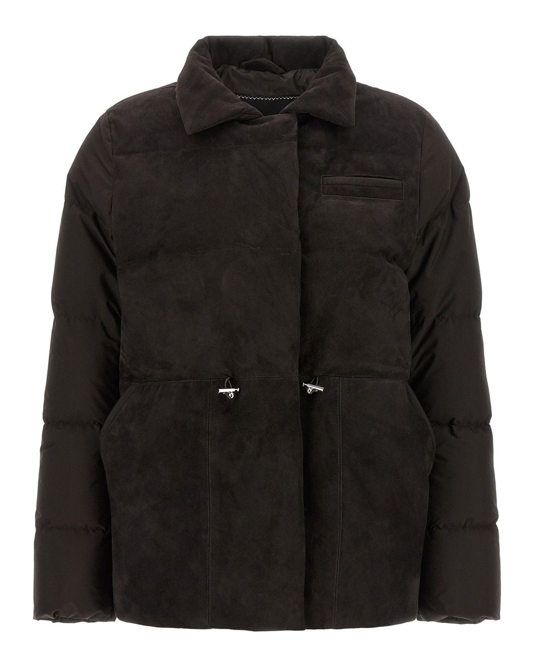 Kiton Black Drawstring Down Jacket