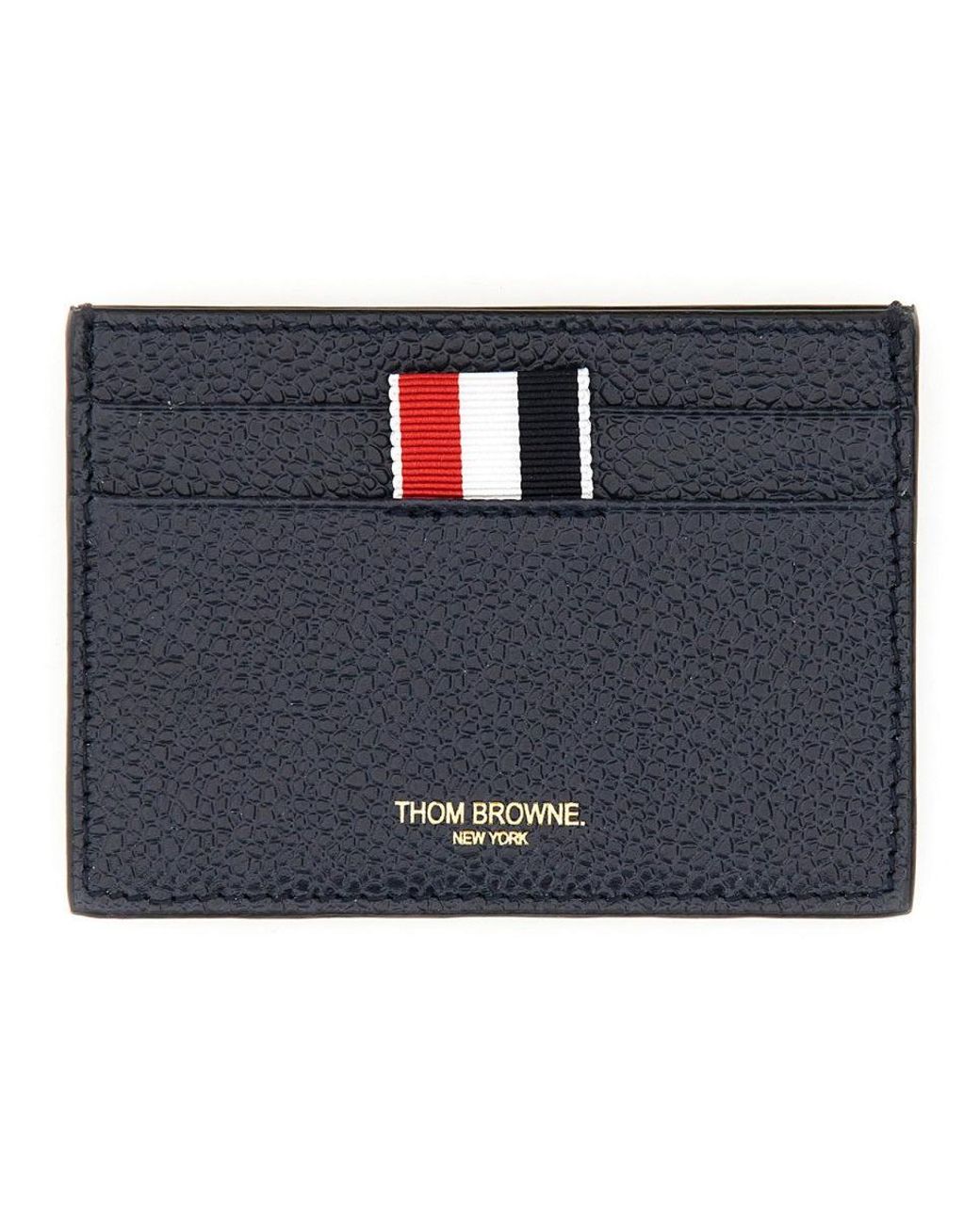 Thom Browne Blue Mini 4-Bar Card Holder for men