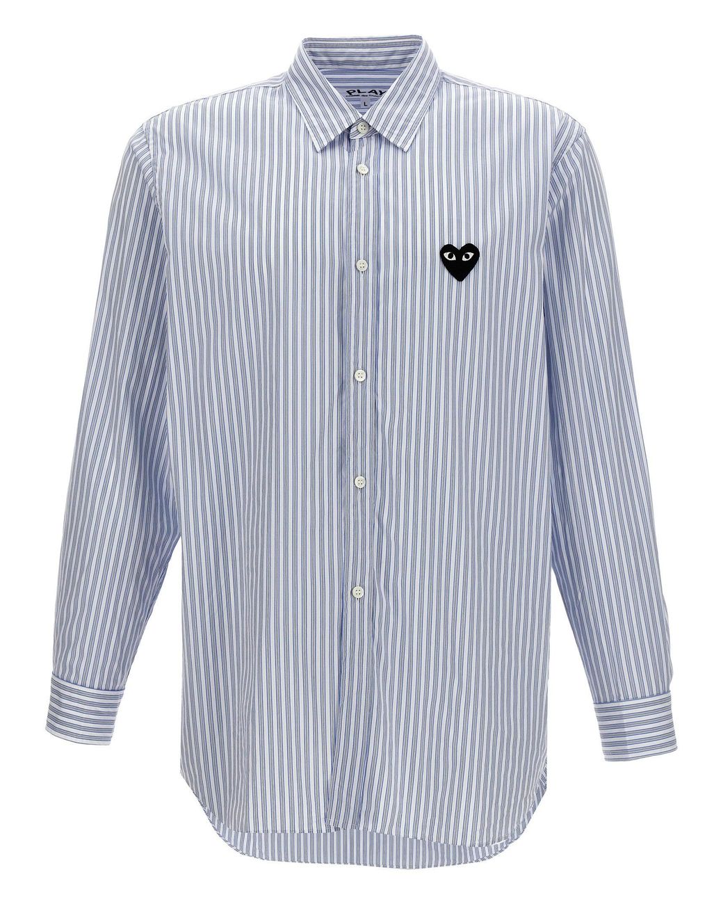 COMME DES GARÇONS PLAY Blue Logo Patch Striped Shirt for men