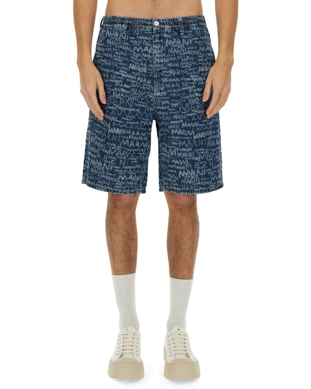 Marni Blue Denim Mini Shorts for men