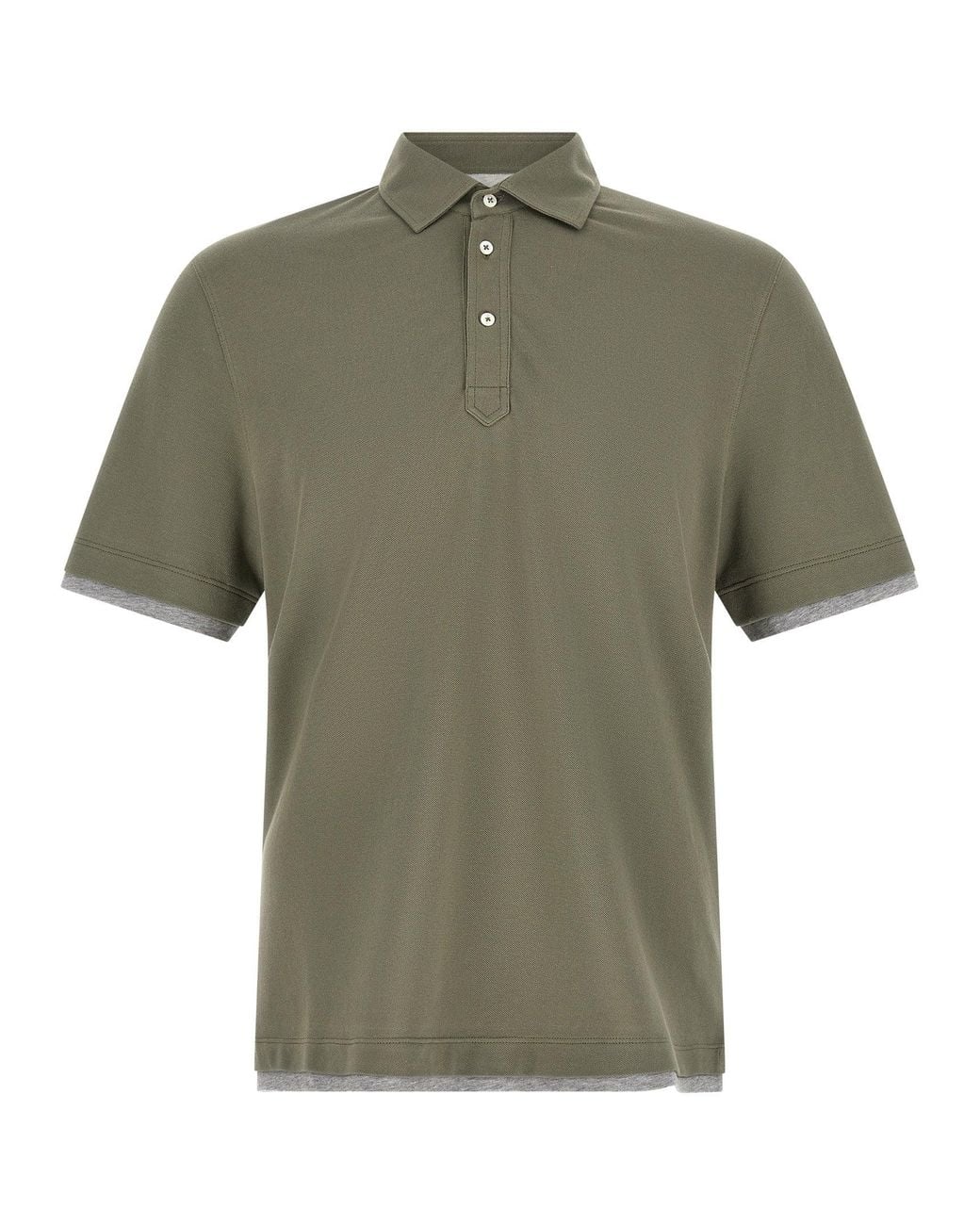 Brunello Cucinelli Green Solid Shirt Collar Polo for men