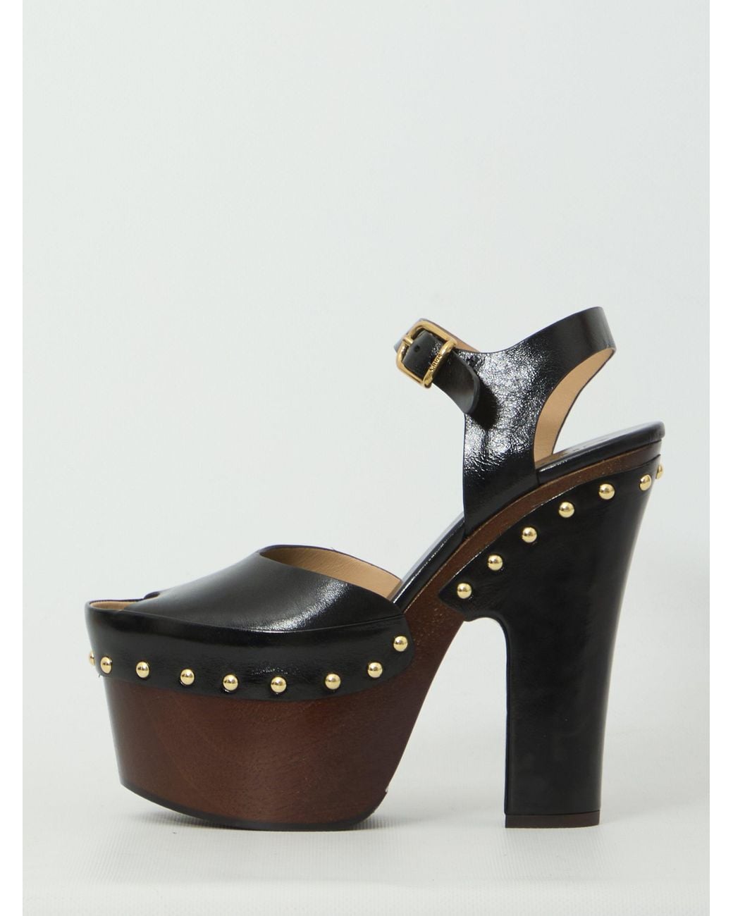 Chloé Black Meret Platform Clogs Sandals