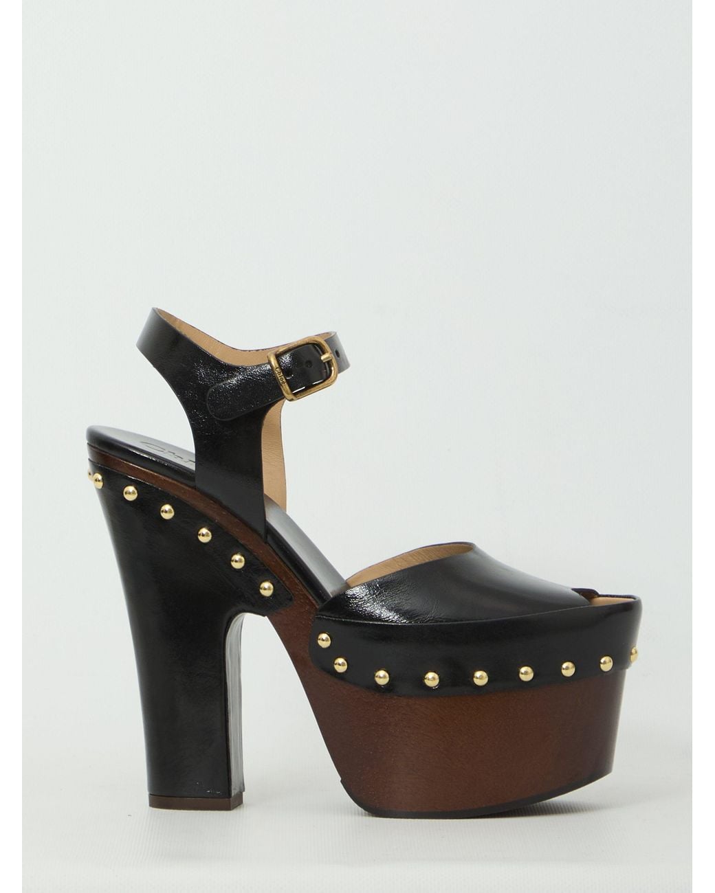 Chloé Black Meret Platform Clogs Sandals