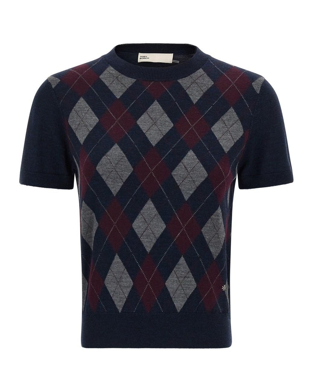 Tory Burch Blue Argyle Sweater