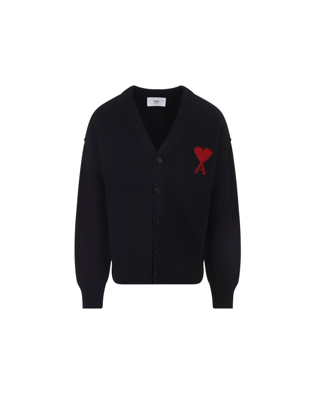 AMI Black Adc Cardigan for men