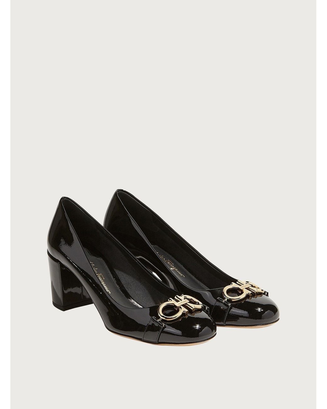 Ferragamo Black Garda Pump, Patent Leather