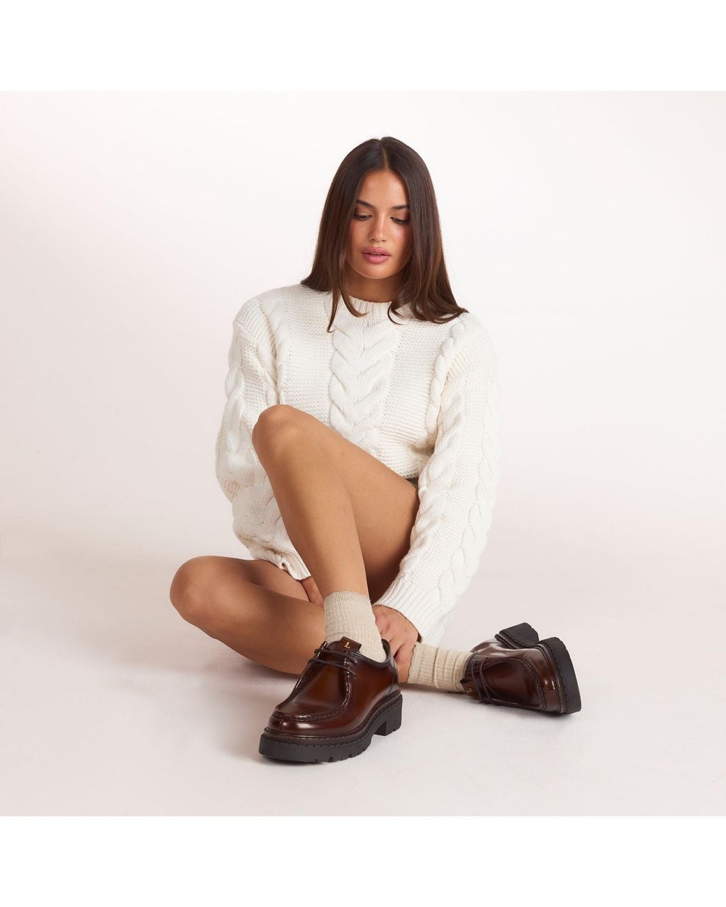 Lounge Brown Etta Lace-Up Chunky Loafers