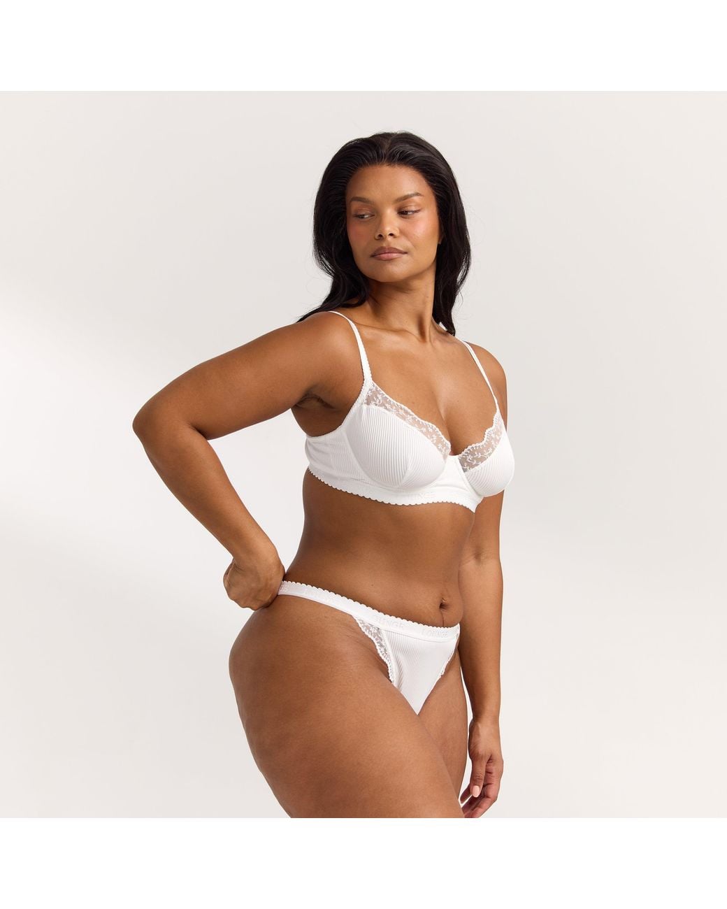 Lounge Brown Ribbed Balcony Bra