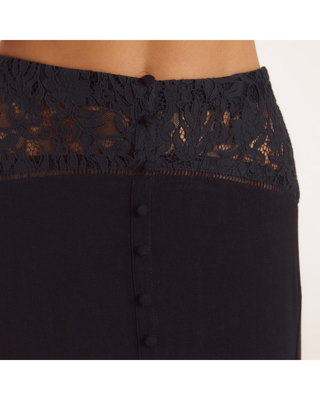 Lounge Maxi-Rok Met Kant in het Black