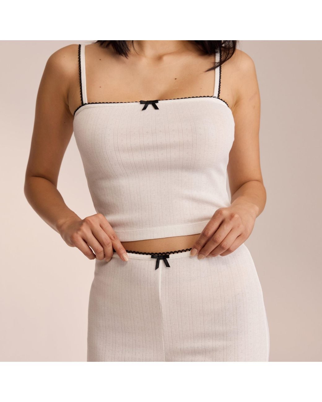 Lounge White Pointelle Strappy Pyjama Top