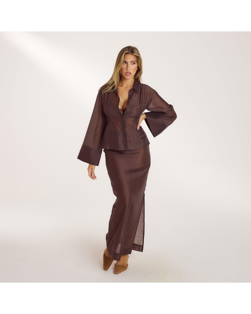 Lounge Sheer Maxirok in het Purple